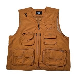Jeep Spirit Outdoor Vest Mens‎ 2XL Orange Rust Utility Fishing Pockets